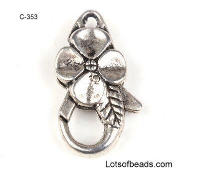 Large silver flower lobster clasp